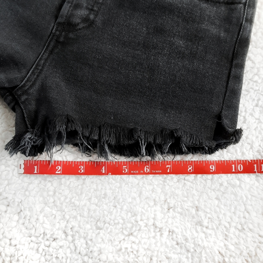 DSTLD Black High Rise Button Fly Cut Off Denim Shorts Size 28 / 26 - Picture 7 of 11